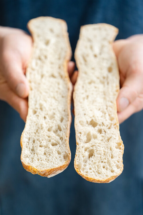 Karakteristieke textuur van de ciabatta